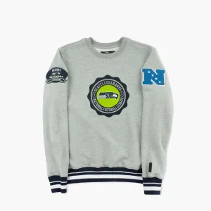 Seattle Seahawks Heather Grey Crest Crewneck