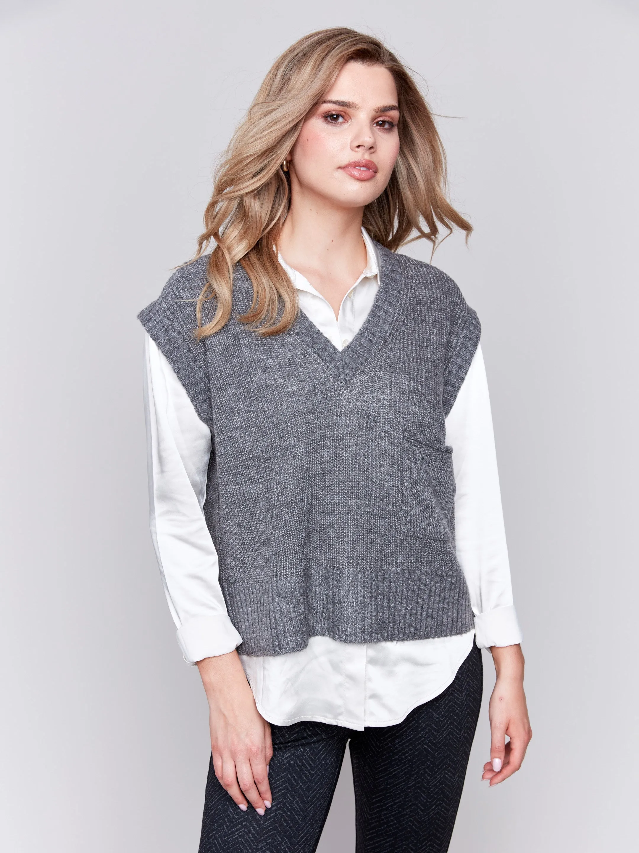 Soft Touch Sweater Vest - Grey