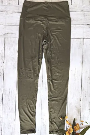 Solid Olive Yoga Band Legging