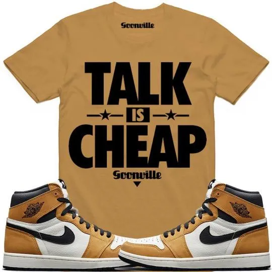 TALK IS CHEAP Sneaker Tees Shirt - Jordan 1 Wheat ROY Rookie of the Year