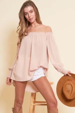 Taupe Off Shoulder Blouse