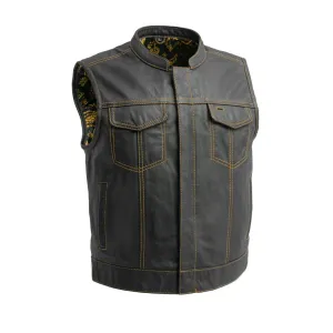 The Club Cut Men's Motorcycle Leather Vest, Multiple Color Options