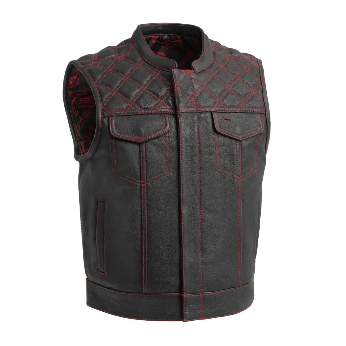 The Club Cut Men's Motorcycle Leather Vest, Multiple Color Options