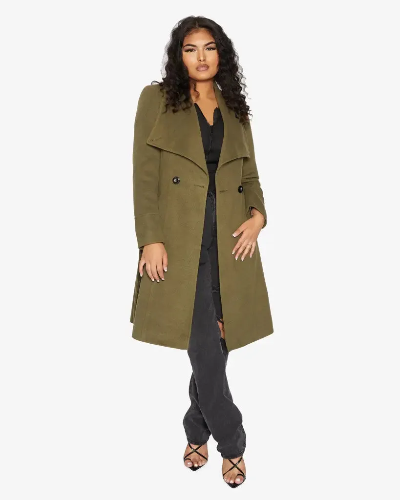 Waterfall Lapel Double Breasted Duster Coat