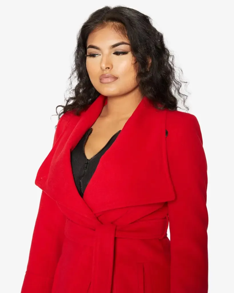 Waterfall Lapel Double Breasted Duster Coat