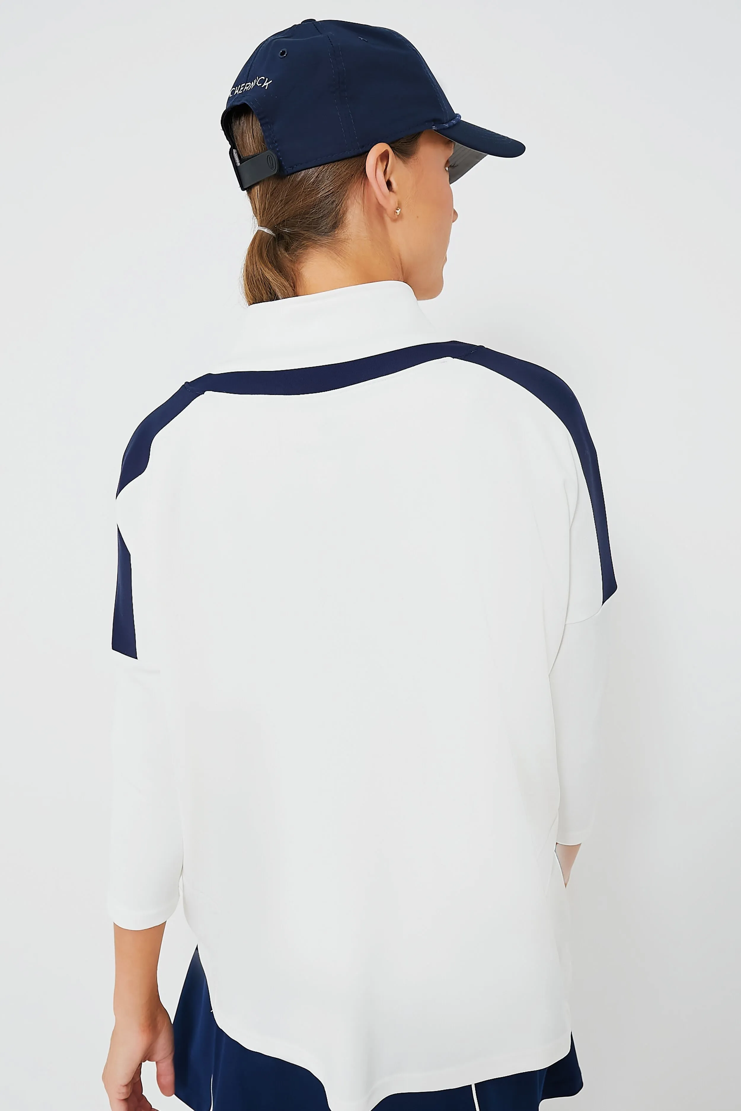 White and Navy Amelie Quarter Zip