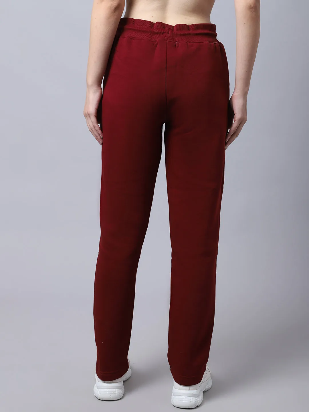 Women's Casual  Maroon Full length Mid rise Track Pants