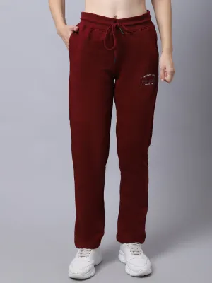 Women's Casual  Maroon Full length Mid rise Track Pants